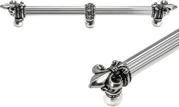 Charlemagne 18'' cc with 5/8'' reeded center long pull with large Fleur De Lys with center brace 5718R-9