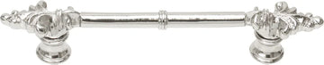 Charlemagne classic 4'' cc pull with small Fleur De Lys on ends in Platinum. 576-24