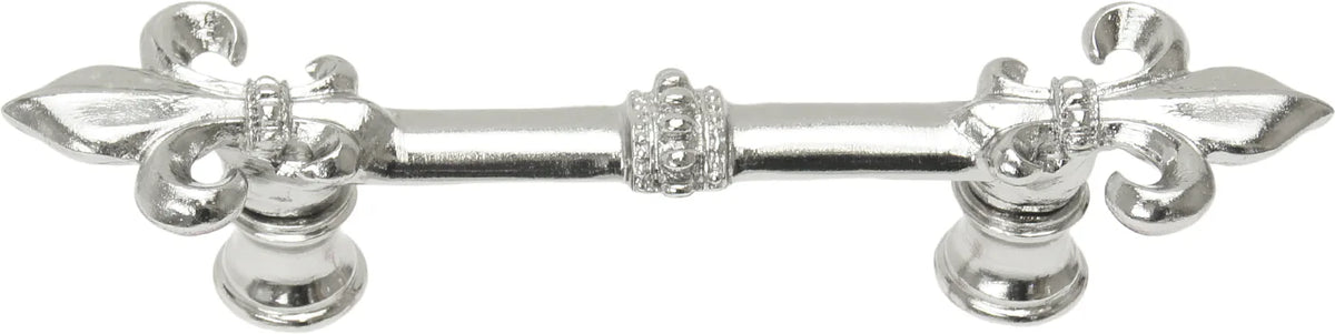 Charlemagne 3'' cc pull with large Fleur De Lys in Platinum. 598-24