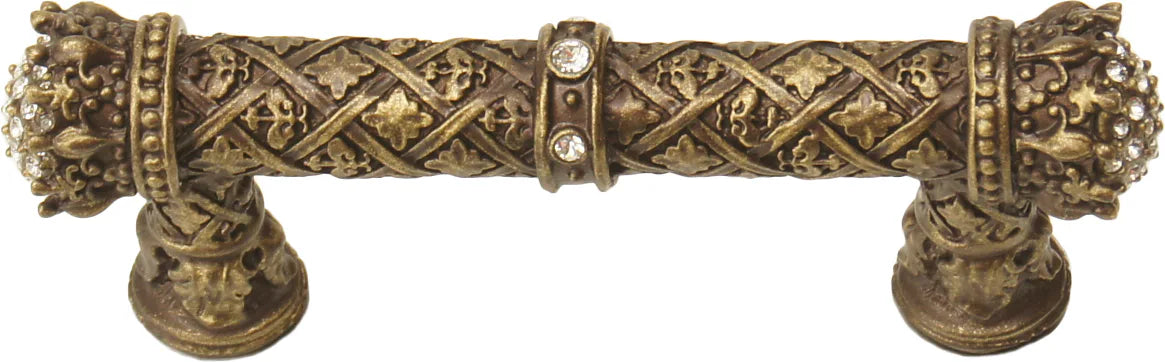 Crowning Glory Queen Elizabeth Carpe Diem 6328-3C Antique Brass Queen Elizabeth 3'' cc pull w/ Swarovski Crystals 6328-3C