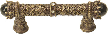 Crowning Glory Queen Penelope Antique Brass 3'' cc pull w/ Swarovski Crystals & semi‐precious stones 6528-3COX