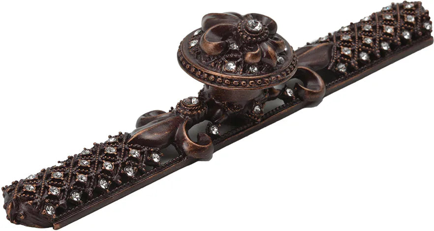 Versailles large round knob & large elongated back plate Fleur De Lys with Swarovski crystals 76057623