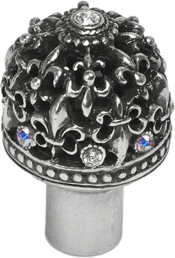 Versailles 7613-9CAB Chalice medium round knob Fleur De Lys open basket w/ Swarovski Crystals 7613-9CAB