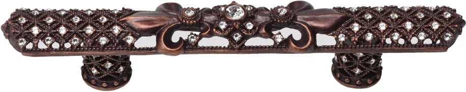 Versailles 4'' cc large pull Fleur De Lys with Swarovski Crystals and decorative column feet 7630