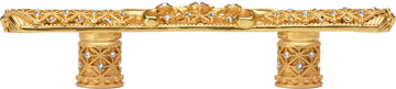 Versailles 7633-8C Gilded Mercury 3'' cc small pull Fleur De Lys w/ Swarovski Crystals and decorative column feet 7633-8C