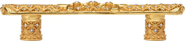 Versailles 7635-8C Gilded Mercury 4'' cc small pull Fleur De Lys w/ Swarovski Crystals and decorative column feet 7635-8C