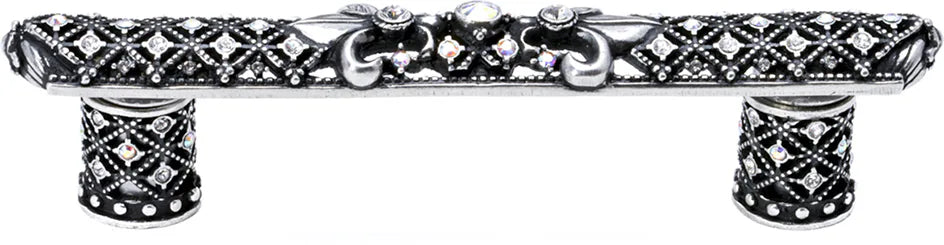 Versailles 7635-9CAB Chalice 4'' cc small pull Fleur De Lys w/ Swarovski Crystals and decorative column feet 7635-9CAB