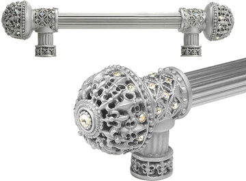 Versailles 7646R-23AB Chrysalis Fleur De Lys 6'' cc long pull large finial w/ Swarovski Crystals w/ 5/8'' reeded center 7646R-23AB
