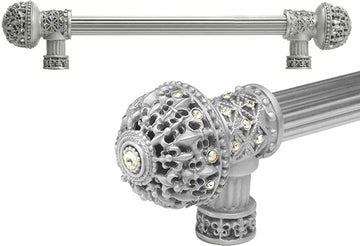 Versailles 7647R-23AB Chrysalis Fleur De Lys 9'' cc long pull large finial w/ Swarovski Crystals w/ 5/8'' reeded center 7647R-23AB