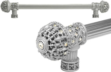 Versailles 7648R-23AB Chrysalis Fleur De Lys 12'' cc long pull large finial w/ Swarovski Crystals w/ 5/8'' reeded center 7648R-23AB