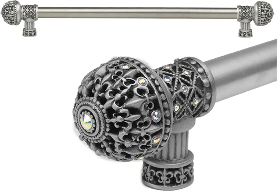 Versailles Fleur De Lys 22'' cc long pull large finial with Swarovski Crystals 7650
