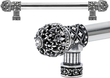 Versailles Fleur De Lys 9'' cc long pull small finial with Swarovski Crystals 7654