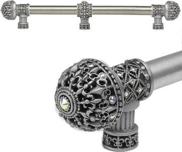 Versailles Fleur De Lys 12'' cc long pull large finial with Swarovski Crystals with center brace 7662
