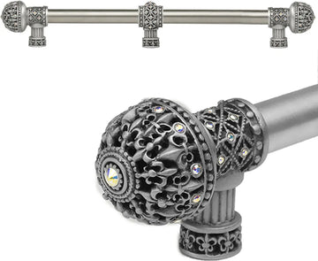 Versailles Fleur De Lys 18'' cc long pull large finial with Swarovski Crystals with center brace 7663