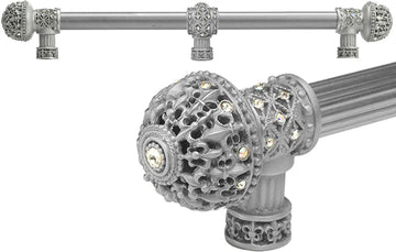 Versailles 7663-23AB Chrysalis Fleur De Lys 18'' cc long pull large finial w/ Swarovski Crystals w/ 5/8'' smooth center w/ center brace 7663-23AB