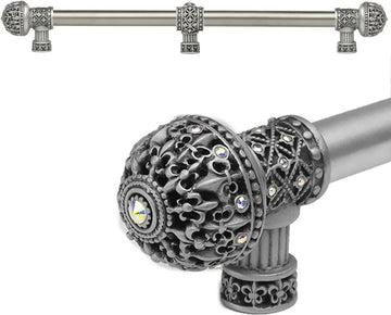 Versailles Fleur De Lys 22'' cc long pull large finial with Swarovski Crystals with center brace 7664