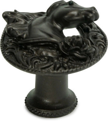Americana horse in a horse shoe with a rose knob right in finish Bronze 8031-12