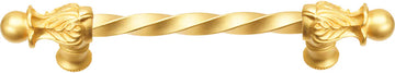 Acanthus 6'' cc with 3/8'' twist bar long pull Romanesque style in Gilded Mercury. 821-8
