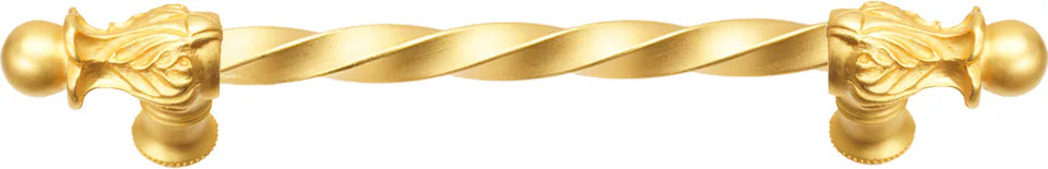 Acanthus 9'' cc with 3/8'' twist bar long pull Romanesque style in Gilded Mercury. 822-8