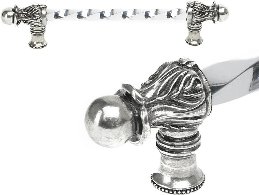 Acanthus 9'' cc with 3/8'' twist bar long pull Romanesque style in Chalice. 822-9