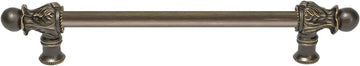 Acanthus 9'' cc with 1/2'' smooth bar long pull Romanesque style in Antique Brass. 822S-3