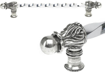 Acanthus 12'' cc with 3/8'' twist bar long pull Romanesque style in Chalice. 823-9
