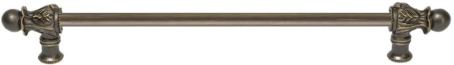 Acanthus 18'' cc with 1/2'' smooth bar long pull Romanesque style in Antique Brass. 824S-3