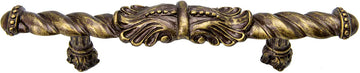 Acanthus 4'' cc large pull Romanesque style in Antique Brass. 826-3