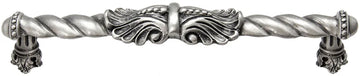 Acanthus 6'' cc large pull Romanesque style in Satin. 828-11