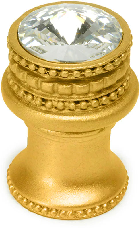 Caché medium round knob with flared foot with an 18mm Swarovski Clear Crystal in Gilded Mercury. 860B-8C