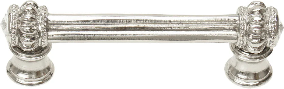 Caché double 3'' cc pull with flared foot with 2 rivoli Swarovski Clear Crystals in Platinum. 861B-24C