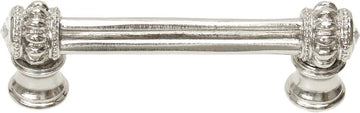 Caché double 3'' cc pull with flared foot with 2 rivoli Swarovski Clear Crystals in Platinum. 861B-24C
