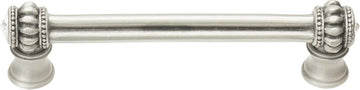 Caché double 4'' cc pull with flared foot with 2 rivoli Swarovski Clear Crystals in Satin. 862B-11C
