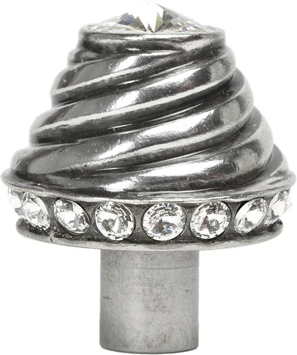 Caché large round knob with 19 rivoli Swarovski Clear Crystals 864-9C