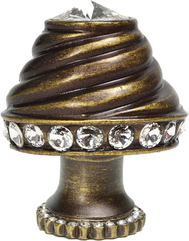 Caché medium round knob with halo platform with 42 Swarovski Clear Crystals 864H-3C