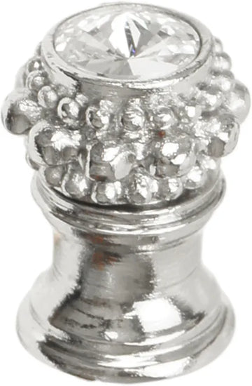 Caché small round knob with flared foot with a rivoli Swarovski Clear Crystal in Platinum. 865B-24C