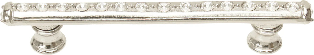 Caché 4'' cc pull with flared feet with center of Swarovski Clear Crystals in Platinum. 871B-24C