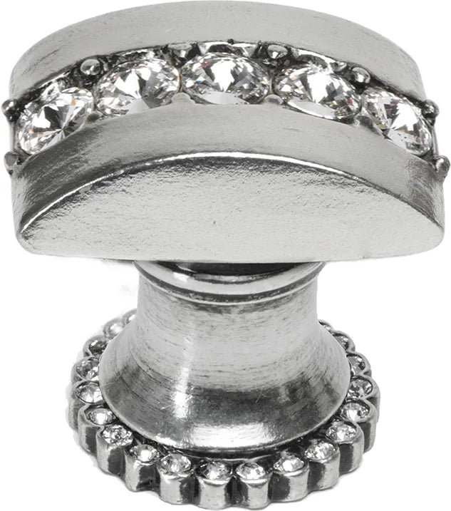 Caché rectangle knob with halo platform with center of 28 Swarovski Clear Crystals 872H-9C