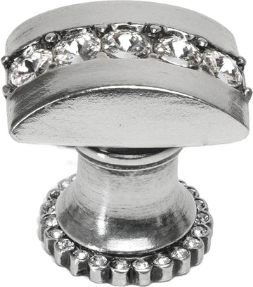 Caché rectangle knob with halo platform with center of 28 Swarovski Clear Crystals 872H