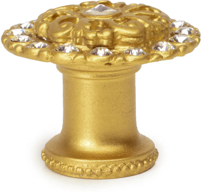 Caché medium round knob with flared foot with Swarovski Clear Crystals 873B-8C