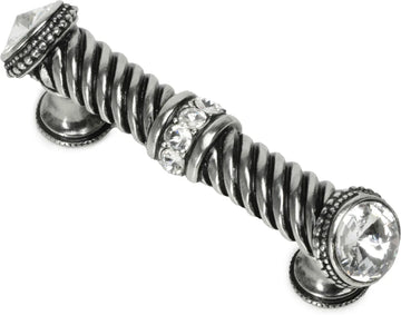 Caché 3'' cc large pull with end & center 7 rivoli Swarovski Clear Crystals in Chalice. 878-9C