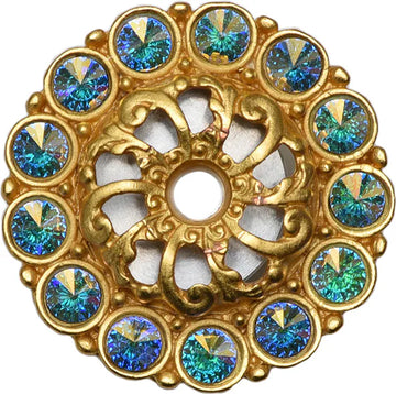 Caché medium escutcheon with 13 rivoli Swarovski Aurore Boreale Crystals 882-8AB