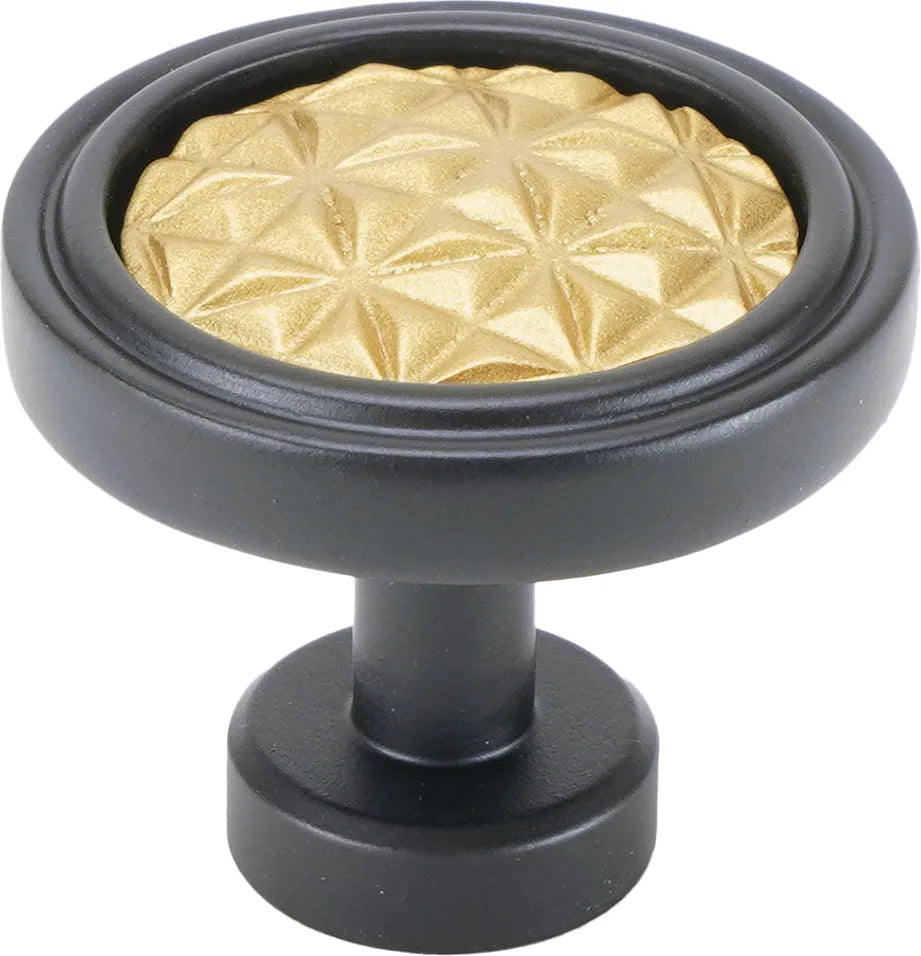 Spectra Origami knob in black and gold finishes 9001BG