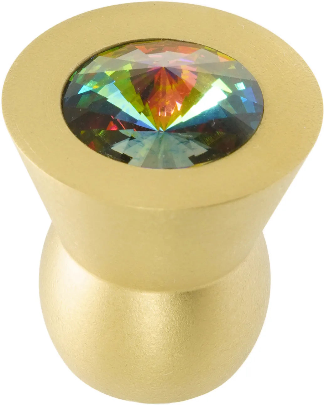 Latitude Cone brass knob; 16mm vitrail medium crystals; satin brass finish CB16VM