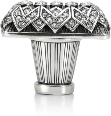 Evening Dress 4 Rectangle Knob, Clear Crystal Burnish Silver Finish 10343BS