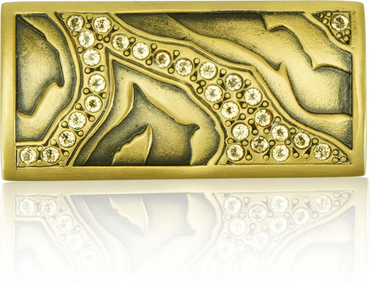 Evening Dress 3 Rectangle Knob, Lt Smoke Topaz, Museum Gold Finish 10547MG