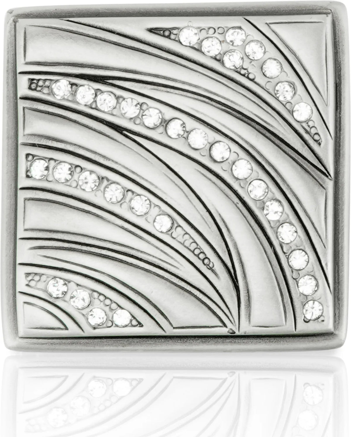 Evening Dress 3 Square Knob, Clear Crystal, Matte Silver Finish 10550MS