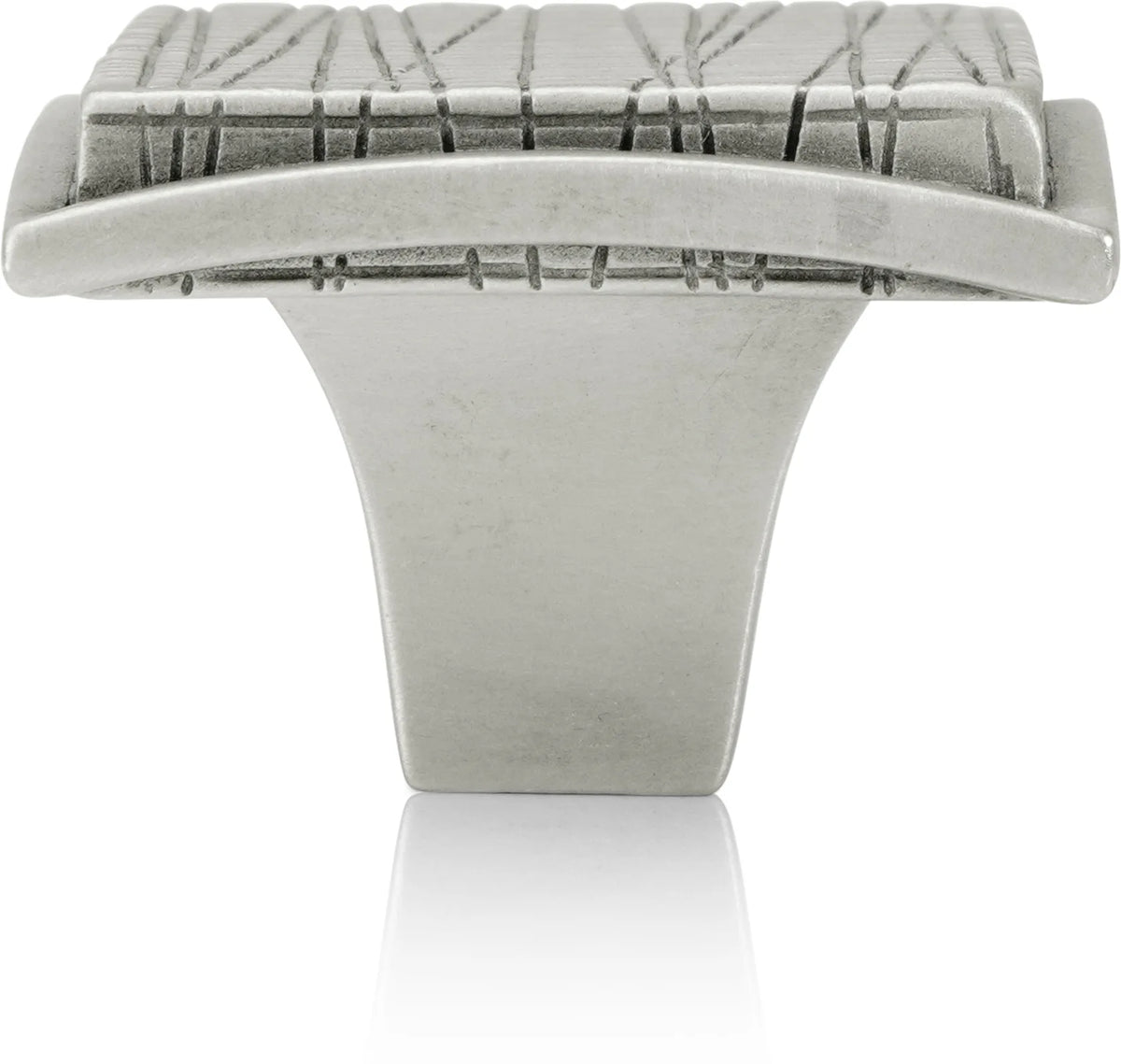 Etched Square Knob Burnish Pewter Finish 10709BP