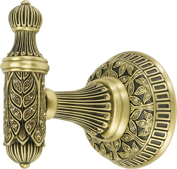 Hampton Crystalized Small Hook, Decorated With Light Colorado Topaz Swarovski Crystals, Burnished Brass Finish 2556BB