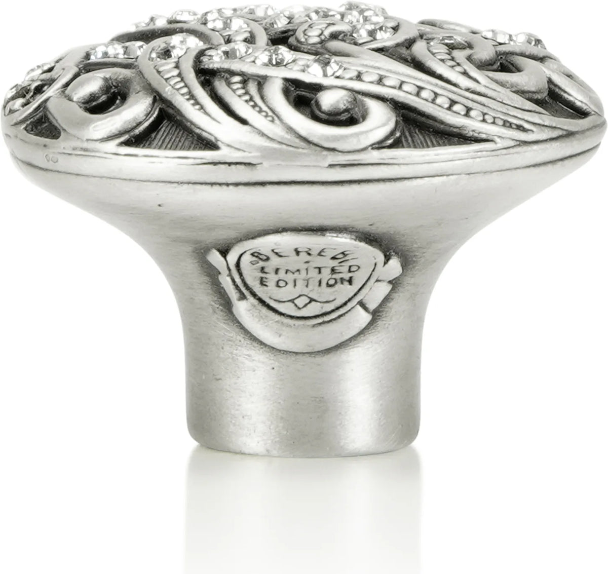 Belmont Knob, Clear Crystal Matte Silver Finish 7149MS